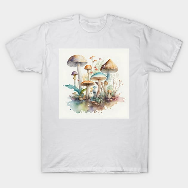 Watercolor mushrooms in the nature2 T-Shirt by redwitchart